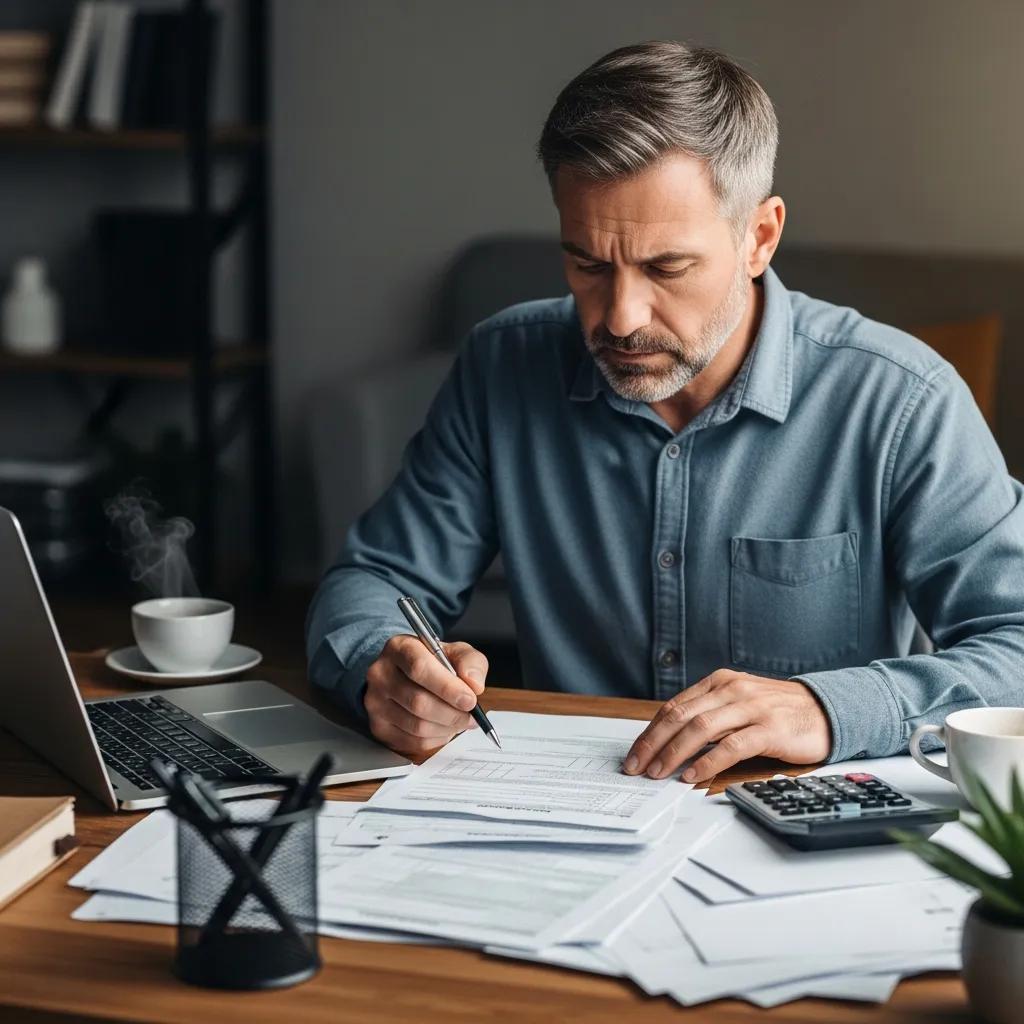 Man concerned about RRSP contribution mistakes at his desk