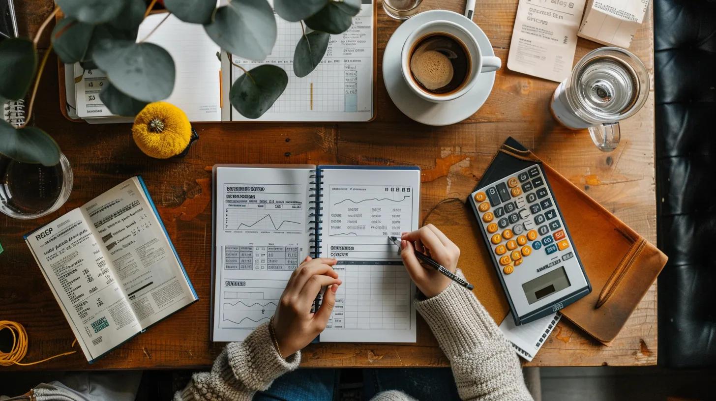 Person contemplating financial options with tools like a calculator and notepad, focusing on RDSP payouts